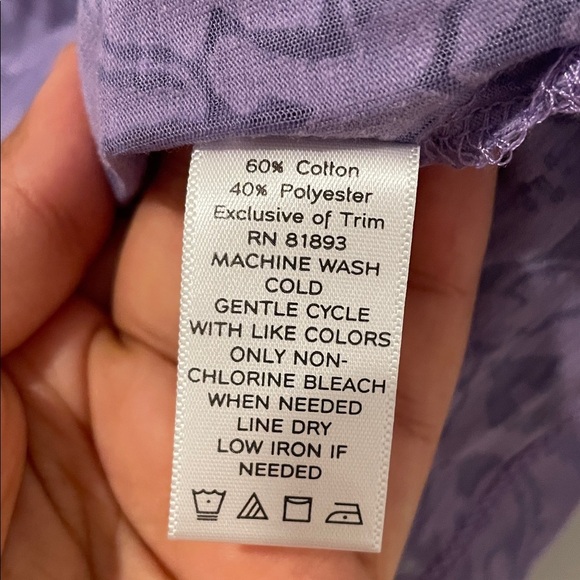 Denim&Co Purple Patterned Blouse with Lace Detail - Picture 5 of 5